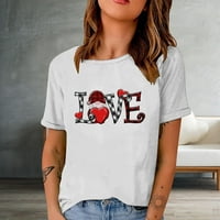 Ženski Valentinovo T majice Gnome Love Heart Grafički tees plus veličina labavi fit Ležerne kratkim