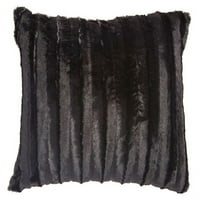 Fau ovisnik 18x18 Saten Reverse Chinchilla Stripe Fau krzneni jastuk u crnom