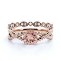 Prekrasni prstenovi Boho & hipi 1. Karat za ručni rez morgatit i dijamantski moissanite zaručni prsten, jedinstveni vjenčani prsten, modernim prstenima postavljenim u sterling srebrnom sa pozlaćenjem od 18k
