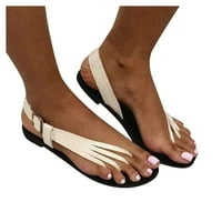 Ravne sandale za žene - otvorene nožne posude Ležerne snimke za spajanje Ljetne sandale bijelo
