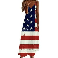 Gacuw Patriots Midi haljine Američka zastava odjeću ljeto stil odmor za odmor V Ret Haljina Neovisnost dana haljina crvena bijela plava odjeća četvrti jul Outfits Neovisnosni dan Odjeća Plava XXL