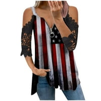 ECQKAME USA zastava 4. srpnja Dan nezavisnosti Ženska majica Trajanje modne žene kauzalni patentni patentni