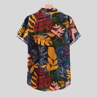 Rovga košulje za muškarce Havajski džep s kratkim rukavima okrugli rub labave majice ispis lanene bluza