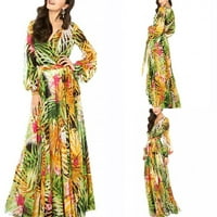 Labava haljina s dugim rukavima Žene Žene Ležerne haljine s V-izrezom Ljeto Backlex Print Maxi haljina