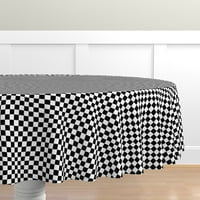Pamuk Satens Stolcloth, 90 okrugli - valovita kamerirana trkačka zastava trkački val chat coll checkerboard