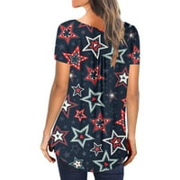 Aaiaymet ženske košulje Ljeto Žensko kratki rukav V izrez Cvjetni tiskani gumbi u obliku majica vrhovi tunika casual bluza majica, majica, mornarica x-velika