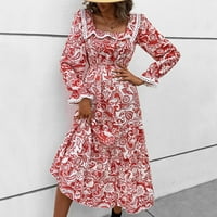 Ljetne haljine za prodaju za žene za žene s dugim rukavima Cvjetni uzorak čipkasti patchwork haljina