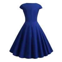 Finelylove djevojke ljetne haljine pastel boja haljina za žene a-line kratki kratki rukav čvrsti plavi