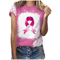 Odeerbi Ženski vrhovi ružičaste vrpce Dnevne bluze košulje Trendi kauzalni V-izrez Tisak kratkih rukava