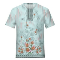 Sksloeg dame vrhovi i bluze cvjetne tiskane majice kratkih rukava Dressy Comfy bluze casual tee, svijetlo