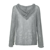 DETTPE džemperi za žene, vuna pletena vanjska habanje Zaštita od sunca pletena kapuljača tanka labavi