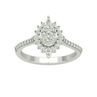 Araiya Sterling srebrni okrugli i markizni dijamantski rušni kruški prsten, veličine 8