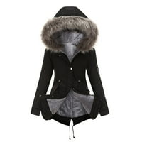 SNGXGN Ženske zimske dukseve Pulover Sherpa obložen Zip up džemper sa kapuljačom Jakna Ženska zimska
