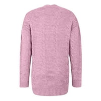 Bnwani Ženski džemperi i kardigani Klit Cardigan Love Solid Color Top Pink Womens Fall Cardigan džemperi