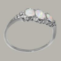 Britanci izrađeni sterling srebrni prirodni Opal Womens Obećaj prsten - veličine opcija - veličine 7