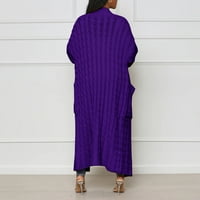 Cuoff ženski modni džemperi za žene plus veličine casual kardigan crum špilja pune boje pletenog kaputa