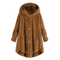 Youmylove Women Plus size Dugme Plišani vrhovi kapuljač sa kapuljačom kaput zimska jakna Ženski kardigan