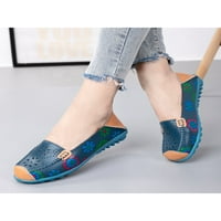 Welliumy Womens Flats cvjetni casual cipele na loaferima uredsko hodanje cipela za cipele Neklizajuće izreza mokassins Clout plave 5,5