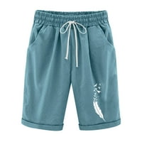 Žene plus veličine pamučne kratke hlače za perje za ispis Trendy pantalona Bermuda kratke hlače Elastična