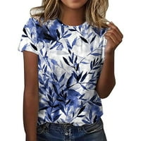 Fjofpr Ženski bluze Ženske majice kratkih rukava s tiskanim bluzom Okrugli izrez Fit Osnovne casual