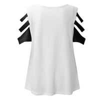 Ženske majice Žene V-izrez Collar patentni zatvarač Boja kratkih rukava Ležerne prilike za bluze na