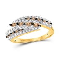 10KT Žuto zlato Žene okrugli smeđi dijamantski band prsten CTTW