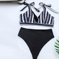 TAWOP Anime kupaći kostim žene Seksi print Solid Dvije plaže Bikini kupaći kostim crne veličine 4