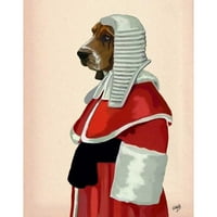 FAB Funky Crna modernog uokvirenog muzeja Art Print pod nazivom - Basset Gound sudac Portret