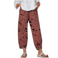 Žene Capri pantalone široko noga labava fit obične čvrste boje obrezane hlače Ljetne casual udobne hlače