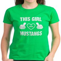 Cafepress - Ova djevojka voli majicu Mustangs - Ženska tamna majica
