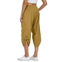 Utoimkio Clearence Yoga hlače za žensko proljeće i jesen čvrste boje elastične struke pamučne tajice