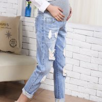 Veličina materinstva Velika trudnica Ripped Jeans Materinske hlače Hlače Hlače za njegu trbuh Leganje