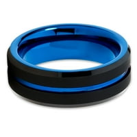 Blue Tungsten Vjenčani prsten, Crni volfram prsten, vjenčani prsten, obljetni prsten, crni volfram prsten,
