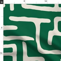 Tkanina od kašike - smaragd Green Boho Mudcloth Sažetak ispisano na organskom pamučnom pletu tkaninu