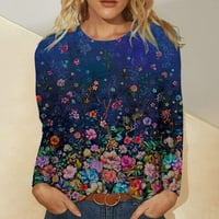 Bluze za ženske plus veličine bavi se ženskim ležernim okruglim rukom s dugim rukavima od labave majice