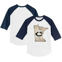 Toddler Tiny Turpap bijela Navy Minnesota Twins State Outline 3 4-rukavska majica Raglan