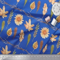 Soimoi Blue Rayon tkanina od suncokreta i jeseni listovi odštampana plovska tkanina od dvorišta široka