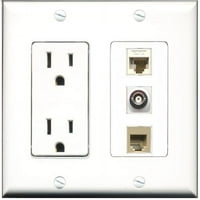 Riteav - AMP Power Outlet Port Phone Beige Port BNC Port Mač Ethernet Ethernet bijela ukrasna zidna