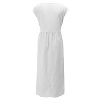 Ljetne haljine za žene Midi haljina seksi čvrsta kratka rukava A-line okruglog dekoltea dnevna haljina