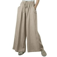 Ketyyh-CHN materinske hlače Ženske ležerne posteljine elastične struke konusne hlače pantalone sa crtežom