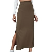 Borniu ženske suknje Svestrane polovice suknje Čvrsta boja elastična omotana hip suknja Split suknja