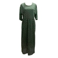 Ženska kauzalna kratka rukava polka tačka retro plaža haljina plus veličina casual maxi haljina zelena