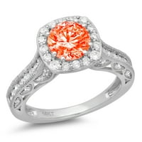 2.7ct okrugli rez Crveni simulirani dijamant 14k Bijelo zlato Graviranje Izjava bridalne godišnjice