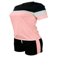 Paille dame jogger set podijeljeno dva odijela kratki rukav trenerke vrećice ružičastog jogging džemper ružičasti xl