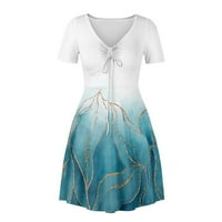 HHEI_K Maxi haljina Ženska V-izrez od tiskanog od ispisanog struka i prsa i prsa haljina haljina kratkih