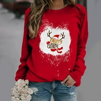 Sretan božićni duks za žene s dugim rukavima Crewneck džemper pulover casual comfy vrhovi zimski pad božićni poklon
