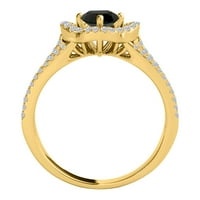 Aonejewelry ct. TTW glitzy halo crni dijamantni prsten za vjenčanje u 14K čvrstog žutog zlata