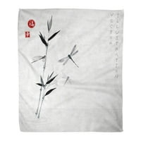 Flannel Bamboo bambusova grana i tri zmajeve koji lete preko vode meke za kauč na krevet i kauč