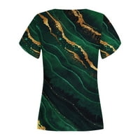 Caveitl Womens Ljetni vrhovi, modne žene Ljeto Print V-izrez Majica Kratki rukav casual bluza zelena,