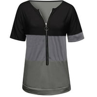 Crne bluze za žene Poklon za magistraciju Ženska modna casual patchwork V-izrez Loose Majica kratkih